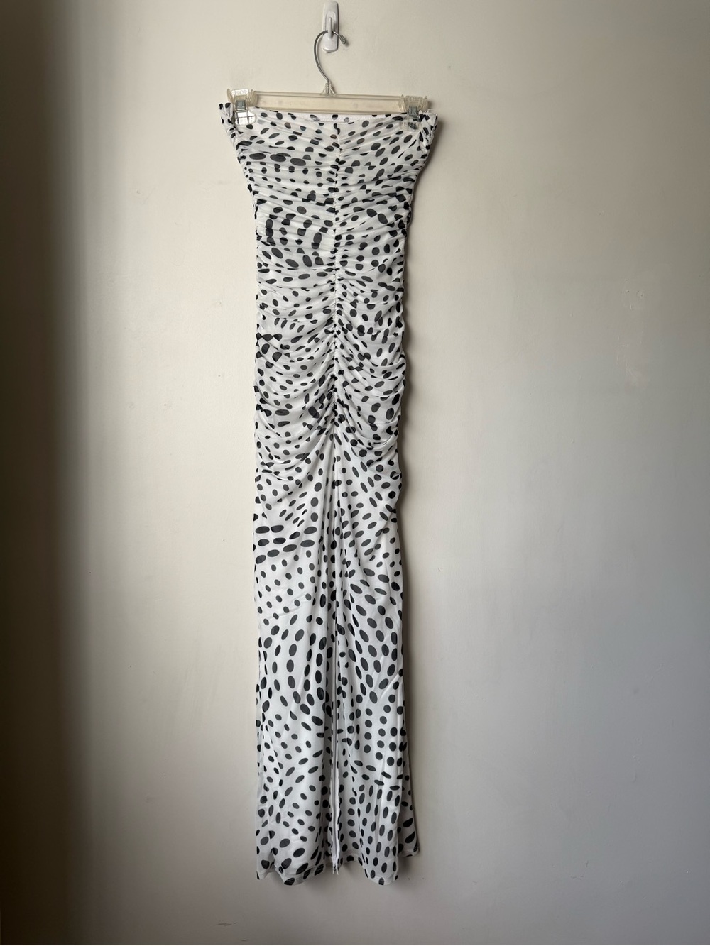Anrthropologie AFRM Marlo White Black Polka Dot Strapless Mesh Maxii Dress S NWT - Picture 10 of 13